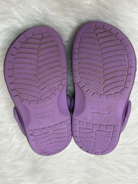 CROCS Clogs Little Kid 9 Two Pairs Hot Pink Purple Glitter - Picture 9 of 10